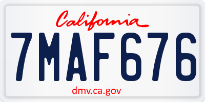 CA license plate 7MAF676