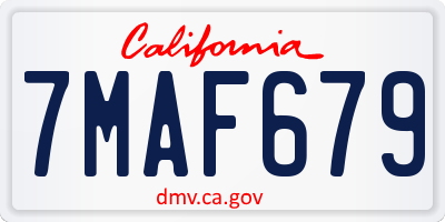 CA license plate 7MAF679