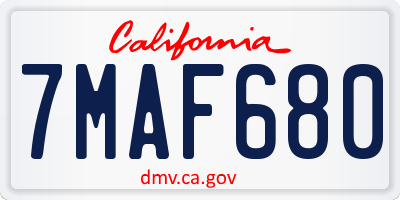 CA license plate 7MAF680