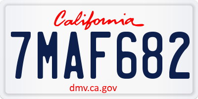 CA license plate 7MAF682