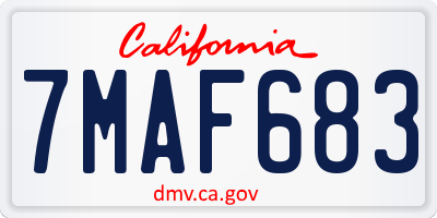 CA license plate 7MAF683