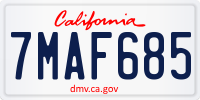 CA license plate 7MAF685