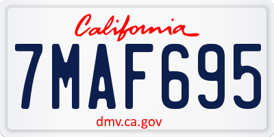 CA license plate 7MAF695