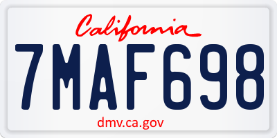 CA license plate 7MAF698