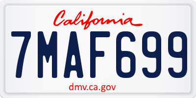 CA license plate 7MAF699