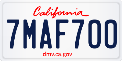 CA license plate 7MAF700