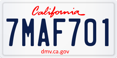 CA license plate 7MAF701