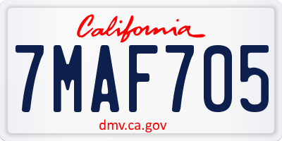 CA license plate 7MAF705