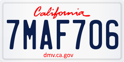 CA license plate 7MAF706
