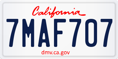 CA license plate 7MAF707