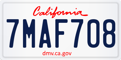 CA license plate 7MAF708
