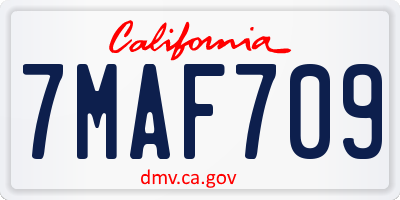 CA license plate 7MAF709