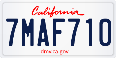 CA license plate 7MAF710