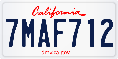 CA license plate 7MAF712