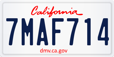 CA license plate 7MAF714
