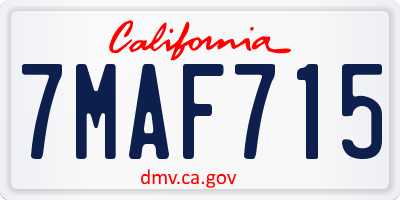 CA license plate 7MAF715