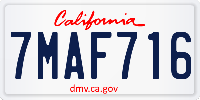 CA license plate 7MAF716