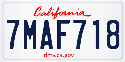 CA license plate 7MAF718