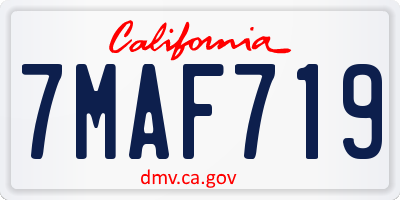 CA license plate 7MAF719
