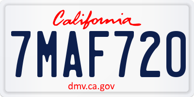 CA license plate 7MAF720