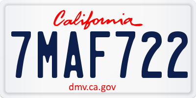 CA license plate 7MAF722