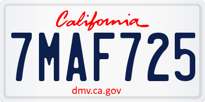 CA license plate 7MAF725
