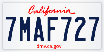 CA license plate 7MAF727
