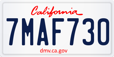 CA license plate 7MAF730