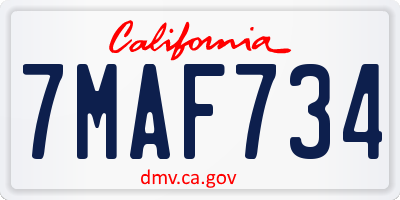 CA license plate 7MAF734