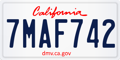 CA license plate 7MAF742