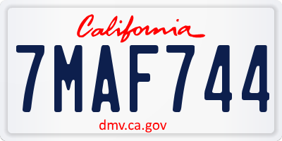 CA license plate 7MAF744