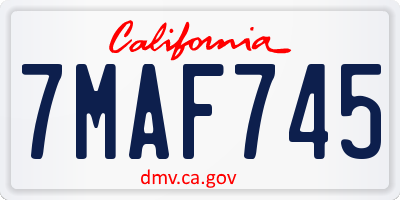 CA license plate 7MAF745