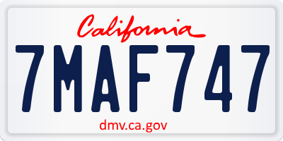 CA license plate 7MAF747