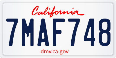 CA license plate 7MAF748