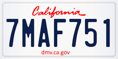 CA license plate 7MAF751