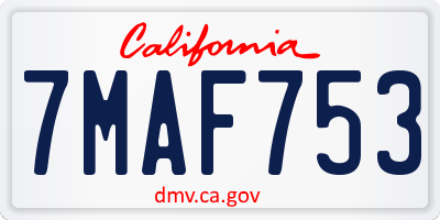 CA license plate 7MAF753