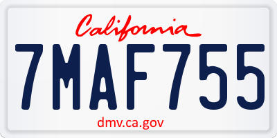 CA license plate 7MAF755
