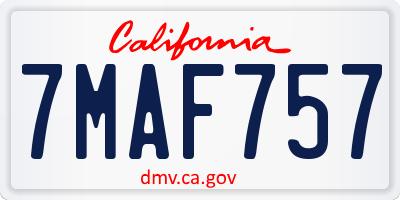 CA license plate 7MAF757