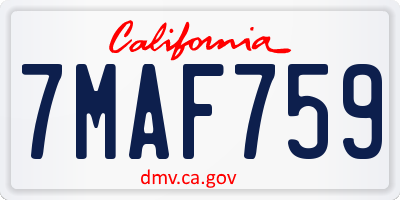 CA license plate 7MAF759