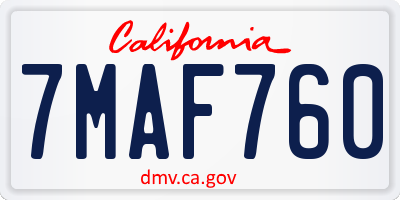 CA license plate 7MAF760