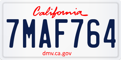 CA license plate 7MAF764