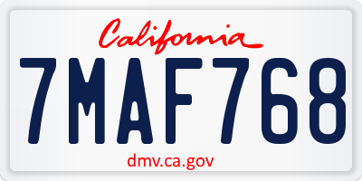 CA license plate 7MAF768
