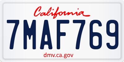 CA license plate 7MAF769