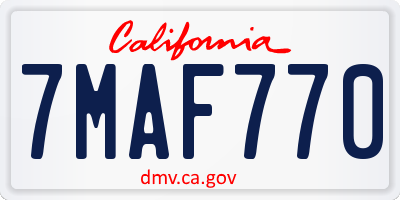 CA license plate 7MAF770