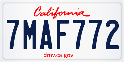 CA license plate 7MAF772