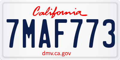CA license plate 7MAF773