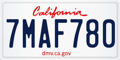 CA license plate 7MAF780
