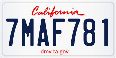 CA license plate 7MAF781