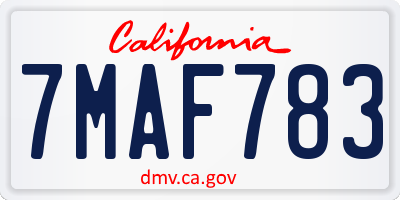 CA license plate 7MAF783