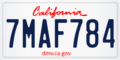 CA license plate 7MAF784